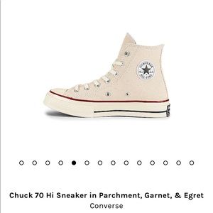 Converse 70 Hi sneaker in parchment, garnet, and egret.
